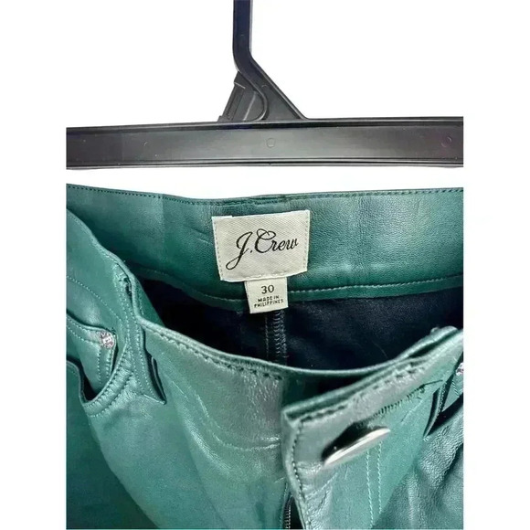 J.Crew Women's High Waisted Dark Green Vegan Leather Dress Pants Size 30 green - Picture 5 of 6